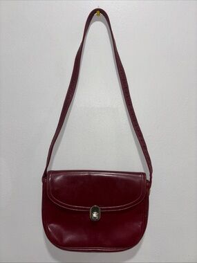 Vintage LEWIS DESIGNS Smooth Red LEATHER Handbag Purse Mid Century Classic